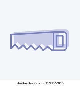 Handsaw Icon in trendy two tone style isolated on soft blue background