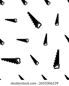 Handsaw Isolated Icon Seamless Pattern, Hand Tool Icon, Panel Saw, Cutting Tool Vector Art Illustration