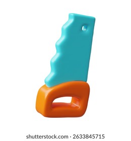 Ferramenta de reparo de serrote ícone de vetor de estilo plástico 3D de desenho animado. Brinquedo de serra de corte realista, mecânico, encanador ou instrumento de jardinagem. Serra metálica com cabo de plástico. Construção e manutenção de desenhos animados