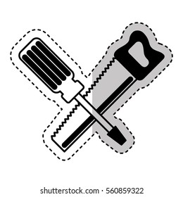 handsaw and screwdriver tools isolated icon vector illustration design