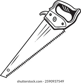 handsaw Tool for carpenter work, Silhouette vector art illustration with a white background