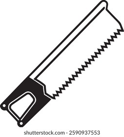 handsaw Tool for carpenter work, Silhouette vector art illustration with a white background