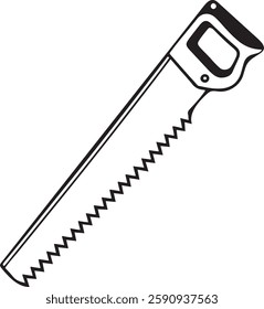 handsaw Tool for carpenter work, Silhouette vector art illustration with a white background