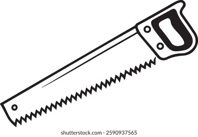 handsaw Tool for carpenter work, Silhouette vector art illustration with a white background