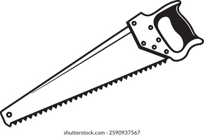 handsaw Tool for carpenter work, Silhouette vector art illustration with a white background