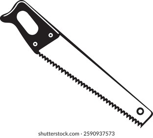 handsaw Tool for carpenter work, Silhouette vector art illustration with a white background