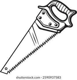 handsaw Tool for carpenter work, Silhouette vector art illustration with a white background