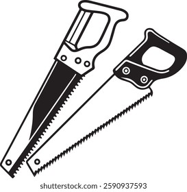 handsaw Tool for carpenter work, Silhouette vector art illustration with a white background