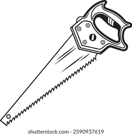 handsaw Tool for carpenter work, Silhouette vector art illustration with a white background