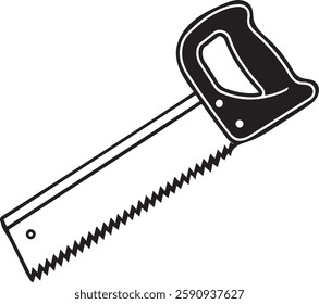 handsaw Tool for carpenter work, Silhouette vector art illustration with a white background