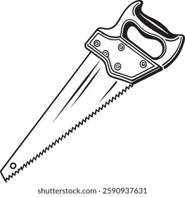 handsaw Tool for carpenter work, Silhouette vector art illustration with a white background