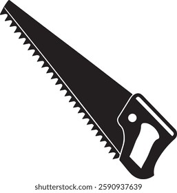 handsaw Tool for carpenter work, Silhouette vector art illustration with a white background