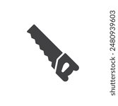 Handsaw tool vector icon. filled flat sign for mobile concept and web design. Hand saw glyph icon. Symbol, logo illustration. Vector graphics