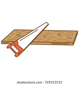handsaw tool with wooden board