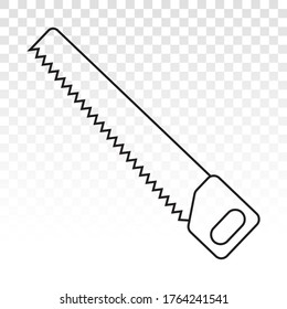 Handsaw or wood saws carpentry tools line art icon for apps and websites