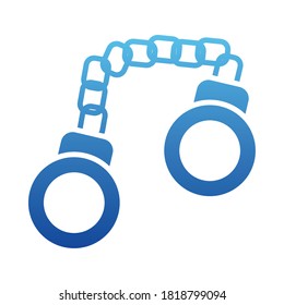 handscuffs icon over white background, gradient style, vector illustration
