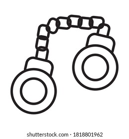 Handschellen-Symbol auf weißem Hintergrund, Linienstil, Vektorgrafik