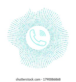 handset in badge with blue dots