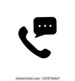 Handset Call Message Silhouette Symbol Telefon mit Sprechblasen-Piktogramm. Web Hotline Kontakt Telefon Empfänger Kundendienst Schwarzes Symbol. Einzelne Vektorgrafik.