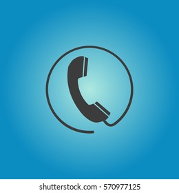 Handset in the circle icon. Flat vector illustration in black on white background. EPS 10