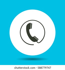 Handset in the circle icon. Flat vector illustration in black on white background.