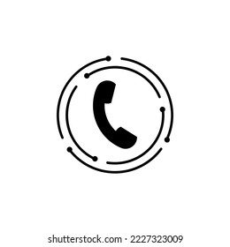 Handset circle icon. Speaker icon. Customer support website. Telephone sign. Vector illustration. stock image. 