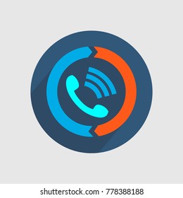 The handset in the circle. Vector illustration.
