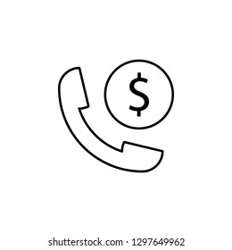 handset, dollar icon. Element of finance illustration. Signs and symbols icon can be used for web, logo, mobile app, UI, UX on white background