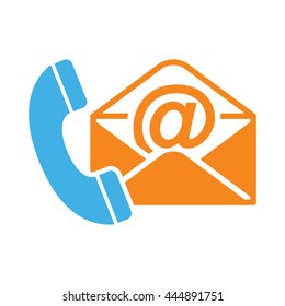handset email icon on white background