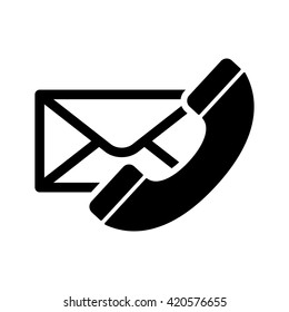 handset envelope icon black on white background