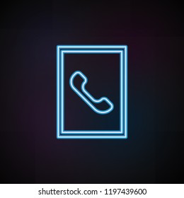 handset in frame icon in neon style. One of Mobile banking collection icon can be used for UI, UX