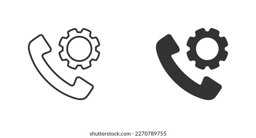 Handset with gear icon. Call Management icon. Vector illustration.