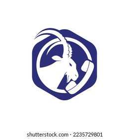 Handset with goat icon vector logo design template.
