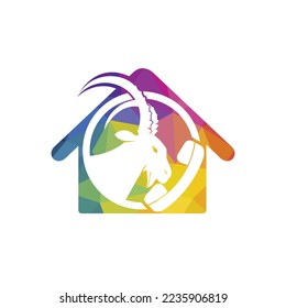 Handset with goat icon vector logo design template.