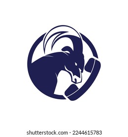 Conjunto de teléfonos con plantilla de diseño de logotipo vectorial de icono de cabra.