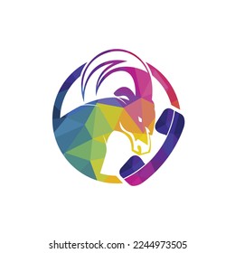 Handset with goat icon vector logo design template.