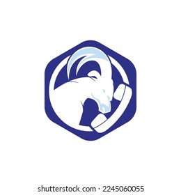 Conjunto de teléfonos con plantilla de diseño de logotipo vectorial de icono de cabra.