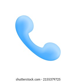 Handset icon in 3d cartoon minimal style. Phone. Vector illustration.