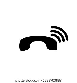 handset icon in black color on a white background, phone call or pick up the phone