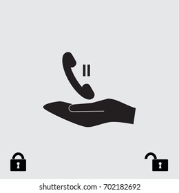 Handset icon, call pause vector illustration