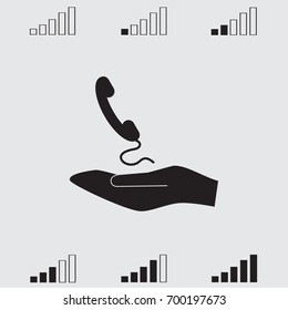 Handset icon, classic phone vector illustration