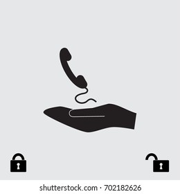 Handset icon, classic phone vector illustration