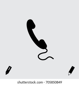 Handset icon, classic phone vector illustration