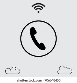Handset icon, classic phone vector illustration