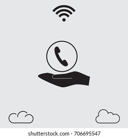 Handset icon, classic phone vector illustration