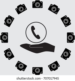 Handset icon, classic phone vector illustration
