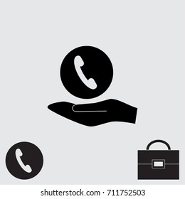 Handset icon, classic phone vector illustration
