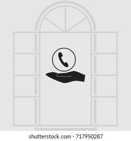 Handset icon, classic phone vector illustration