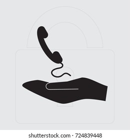 Handset icon, classic phone vector illustration