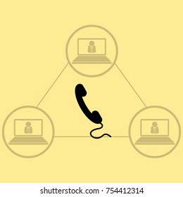 Handset icon, classic phone vector illustration